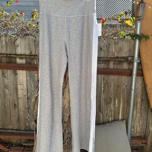 Beyond Yoga Heather Gray and White Pants